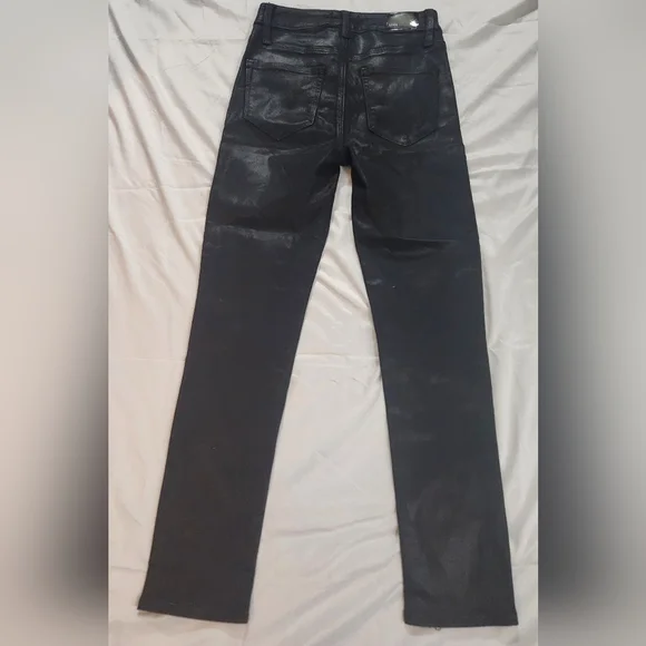 PAIGE GEMMA LEATHER-LIKE SKINNY LEG HIGH RISE JEANS 27 $229 - Picture 4 of 15